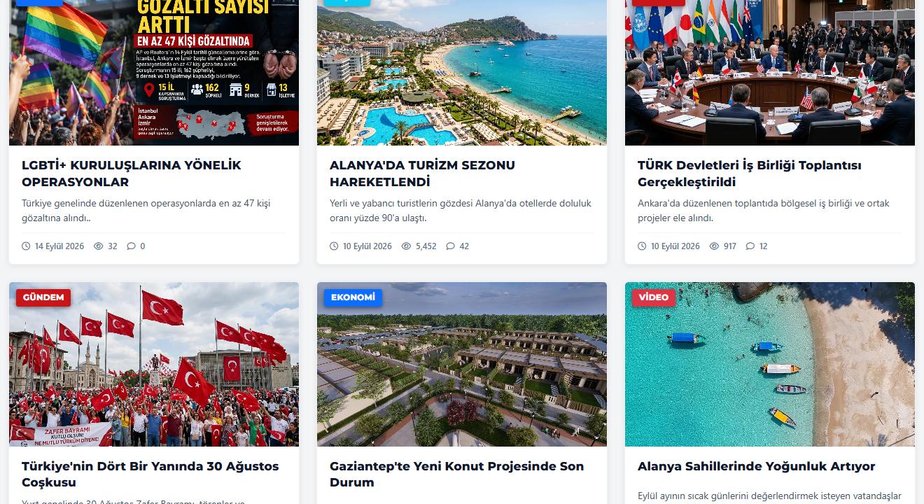 9'lu Video Kart Manşeti & Dinamik Multimedya Izgarası